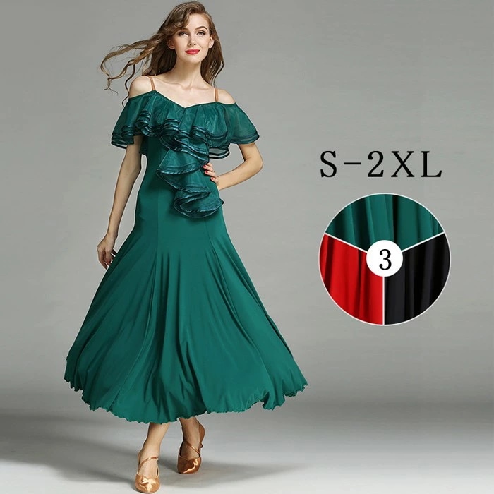 新品早く買いに来て 社交ダンス ドレス 社交ダンス衣装 初心者 練習着 広がる裾 発表会用 ワンピース パーティー スタンダード レッスン着 発表会 競技着 演出用 開場ドレス ワルツ専用ドレス ロ