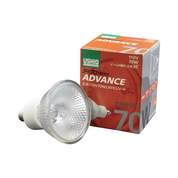 （まとめ） ウシオライティング ダイクロハロゲンアドバンス 70W 広角 E11口金 ミラー付 JDR110V70WLW／KUV-H 1個 5セット