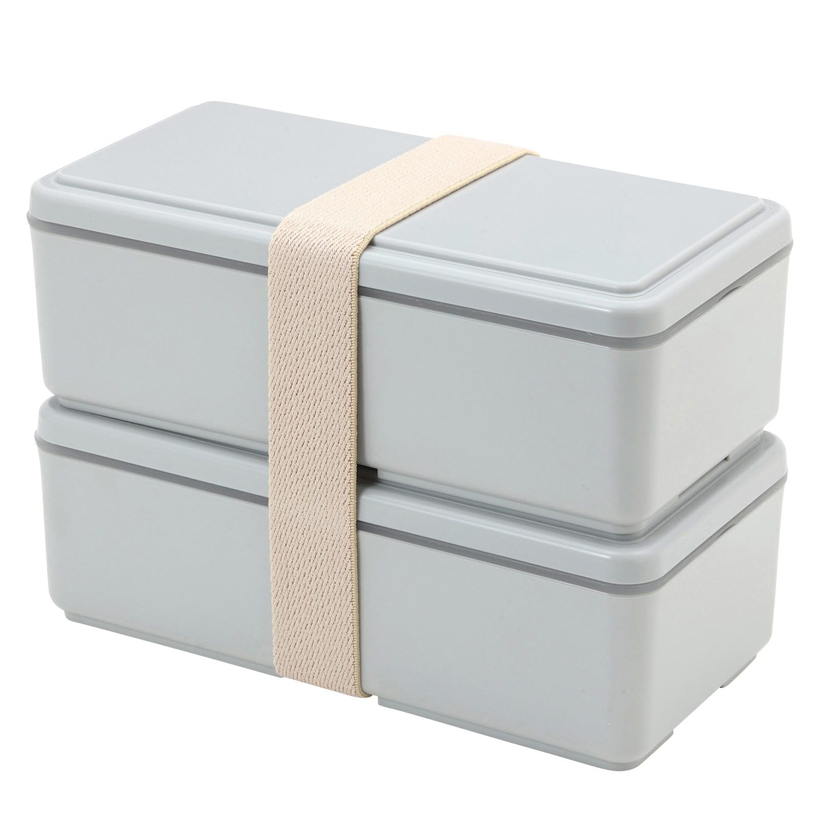 三好製作所(Miyoshi Seisakujyo) GEL-COOL ジェルクール square 保冷剤一体型 四角 ランチボックス W お弁当箱 2段 ライトグレー 17.8×8.7×12cm 10