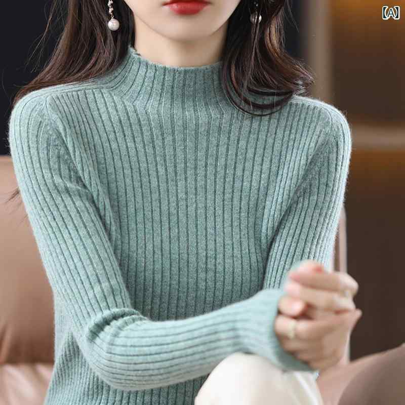 ハイネック ニット レディース トップス スリムフィット 普段使い セーター 韓国 ウール プルオーバー 長袖 黒 白 ピンク シンプル 無地 おしゃれ 大きいサイズ おでかけ