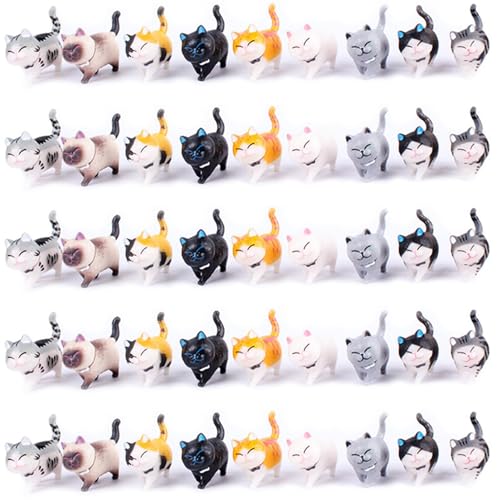 AAGWW 働物フィギュア 猫 フィギュア 子猫玩具セット ミニトイ フィギュア 猫キャラ 誕生日 パーティー小物 ダーク系(45個入り，全部で5セットです)