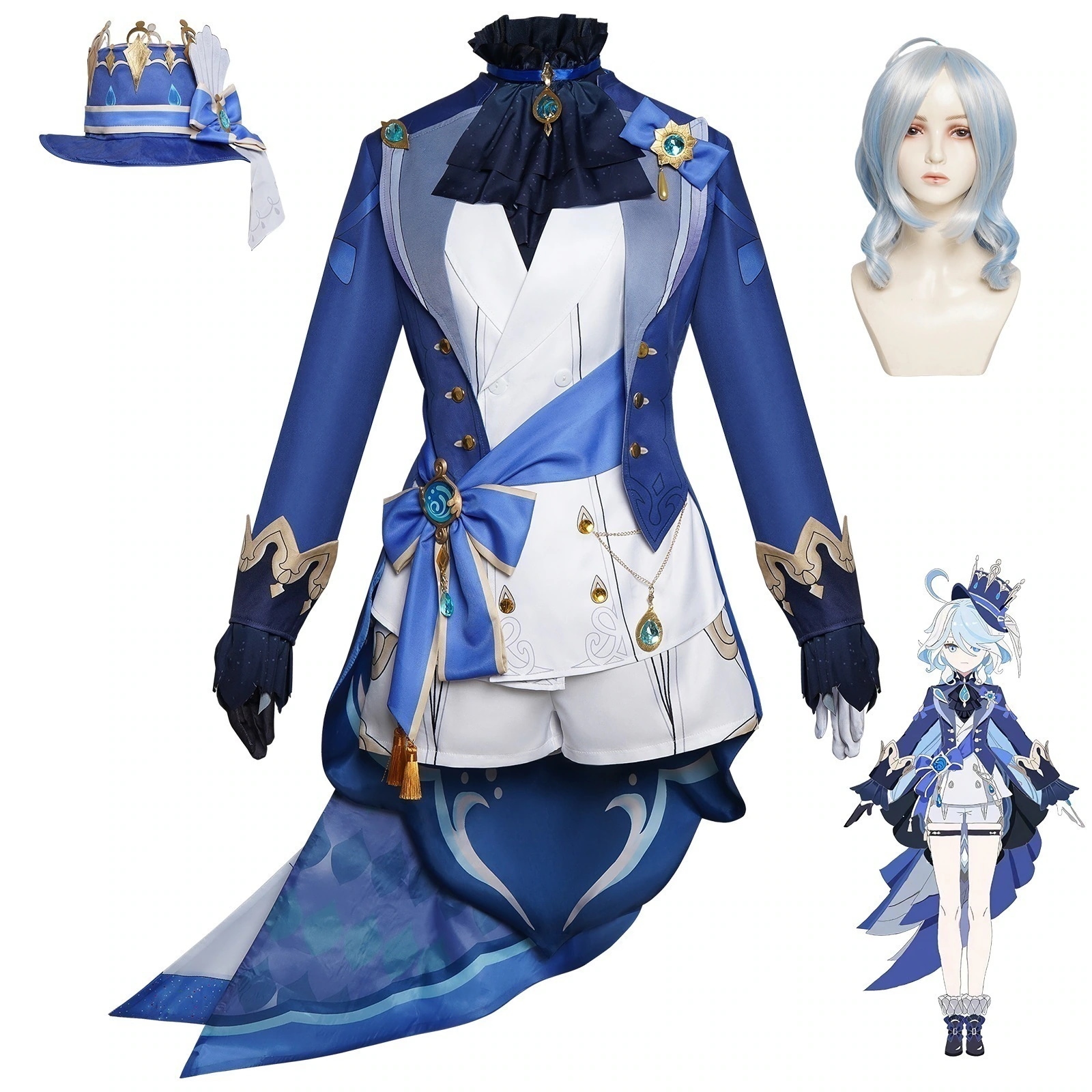 元神芙寧娜水神cos服楓丹新役芙カルロスコスプレ二次元コスプレ服安い