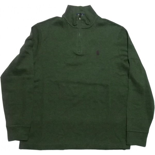 LA直輸入 ラルフ メンズ ワンポイント ハーフジッパー カットソー グリーン系 cotton half zipper cut and sewn 1320