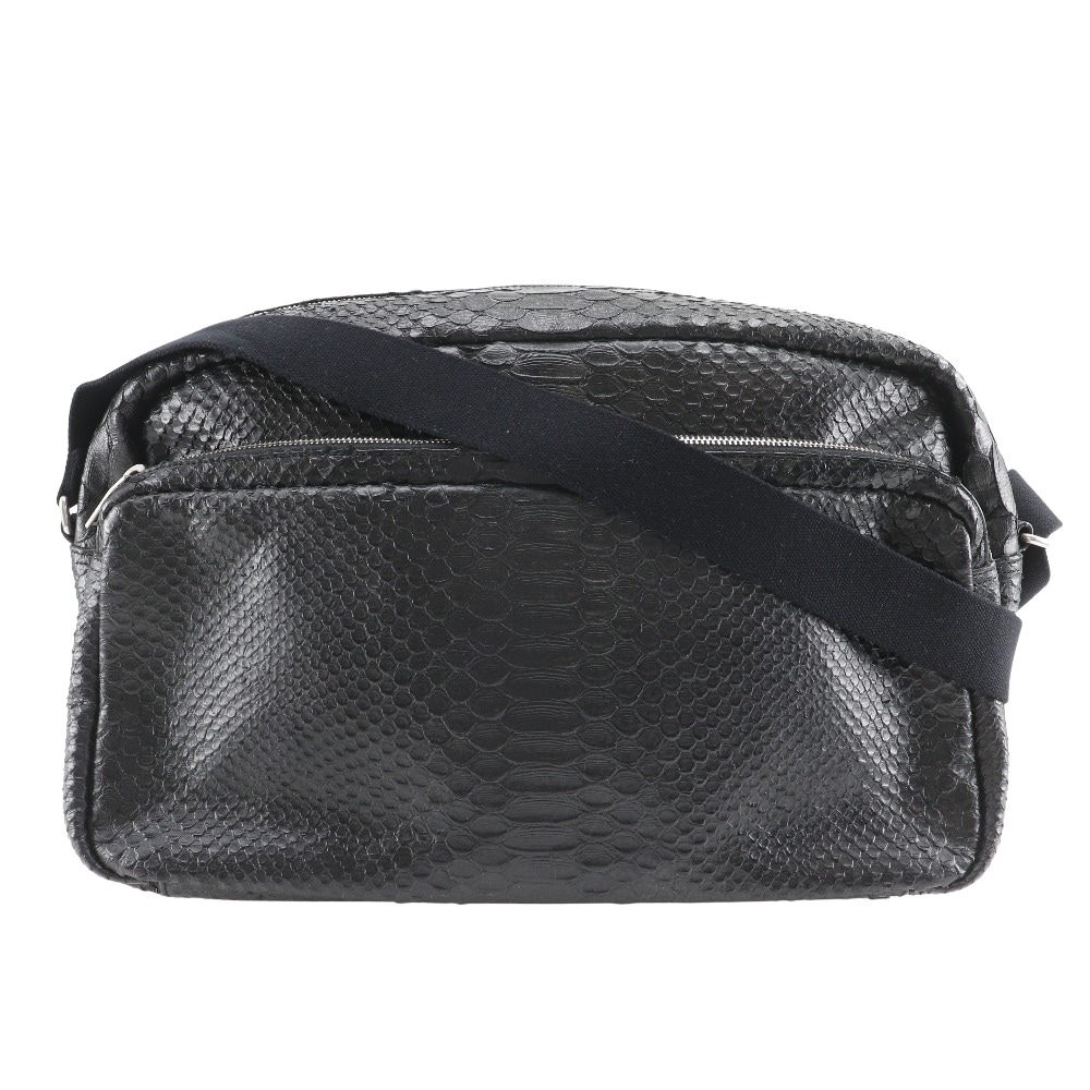 SAINT LAURENT サンローラン メッセンジャー ショルダーバッグ パイソン 黒 メンズ 中古品 A-ランク