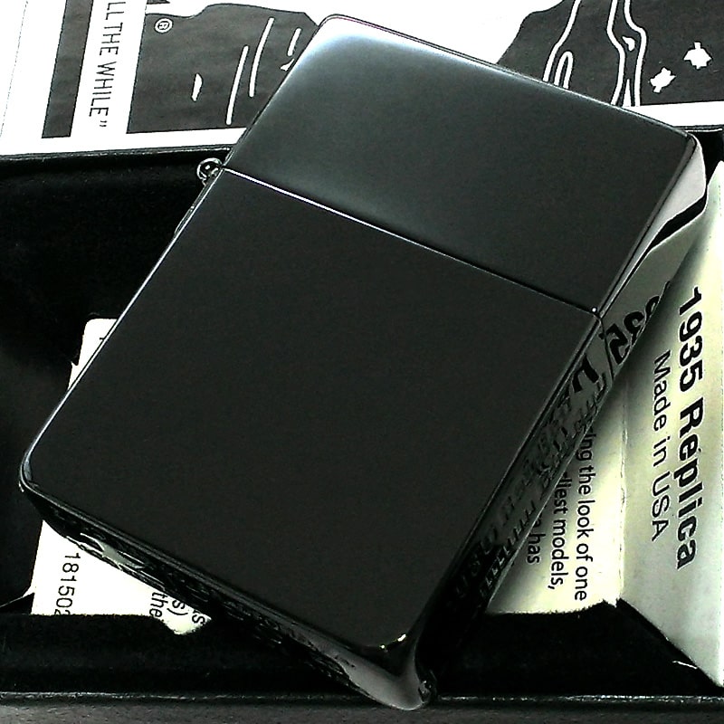 ZIPPO ライター 1935 復刻レプリカ N8 ブラックチタン ジッポ サイドロゴ入り 黒 無地 おしゃれ シンプル メンズ かっこいい 男性 プレゼント ギフト