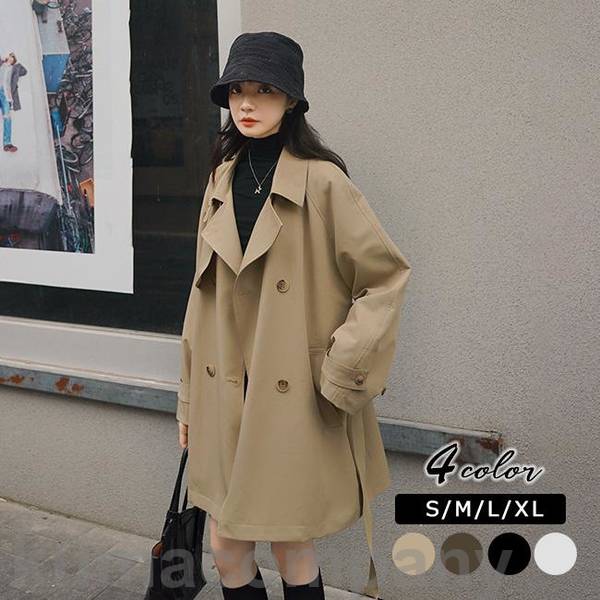 トレンチコートレディース50代 40代 春秋ロング 大きいサイズ ショート 無地 アウター シンプルc