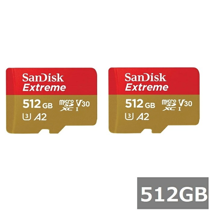 【2セット】 サンディスク マイクロSD MicroSDXC SDSQXAV-512G-GN6MN Extreme 512GB Sandisk マイクロSDXCカード microSDカード C
