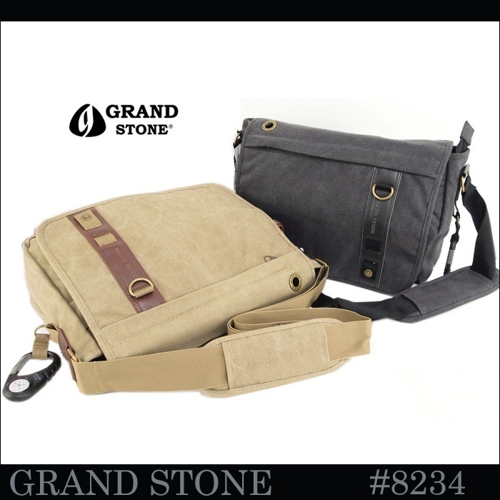 グランドストーン GRANDSTONE フラップ付き横型 メッセンジャーバッグ 40cm マスト 8234
