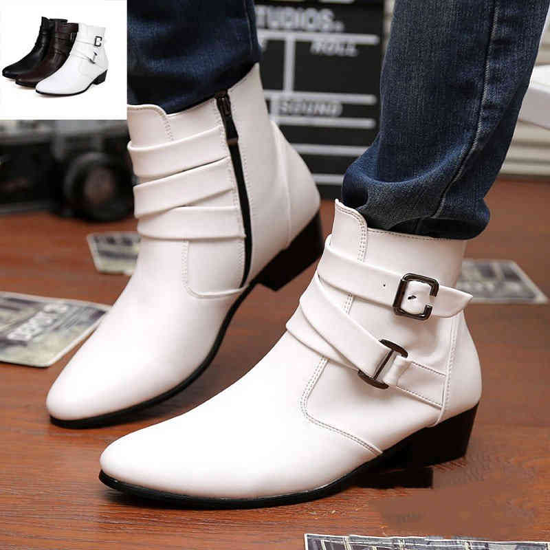 メンズシークレットウエスタンブーツショート身長5cmUPエンジニアブーツイギリス風ビジネスシューズ3色 4,536円