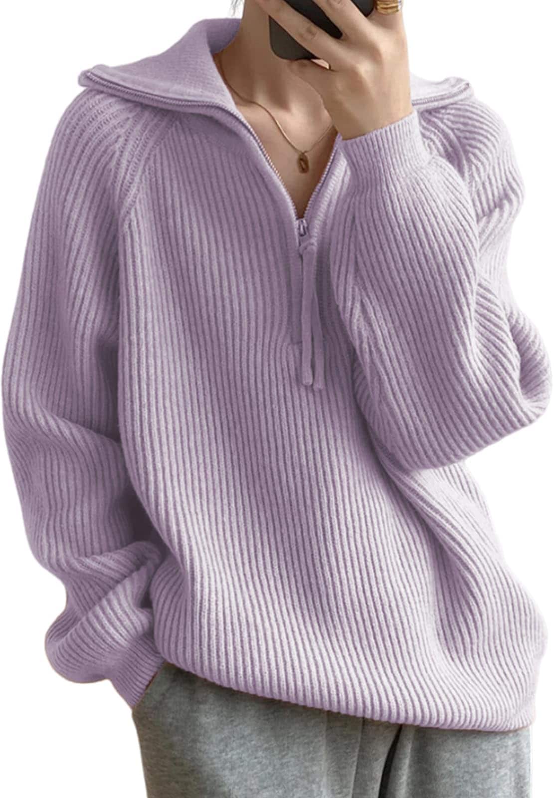 [J.STORE] コーデュロイ ハーフジップ プルオーバー ニット セーター スウェット ゆったり 長袖 レディース ロゴ ビッグ オシャレ カワイイ シンプルゆったり 可愛い 可愛いセーター あっ