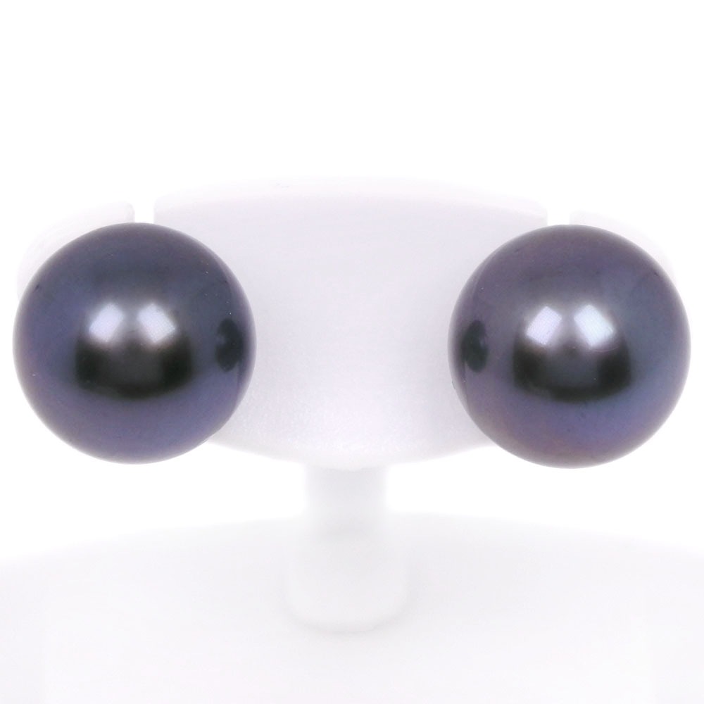 真珠 ピアス 10.5，10.7ｍｍ ブラックパール（黒蝶真珠） 約4.0g レディース 中古品 Aランク