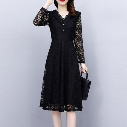 ワンピース デート ワンピドレス 膝丈 ひざ丈 袖あり 長袖 スリム タイト 細身 レース かわいい 大人可愛い きれいめ シンプル カジュアル 大人 上品 おしゃれ お洒落 主役級 存在感 春 秋
