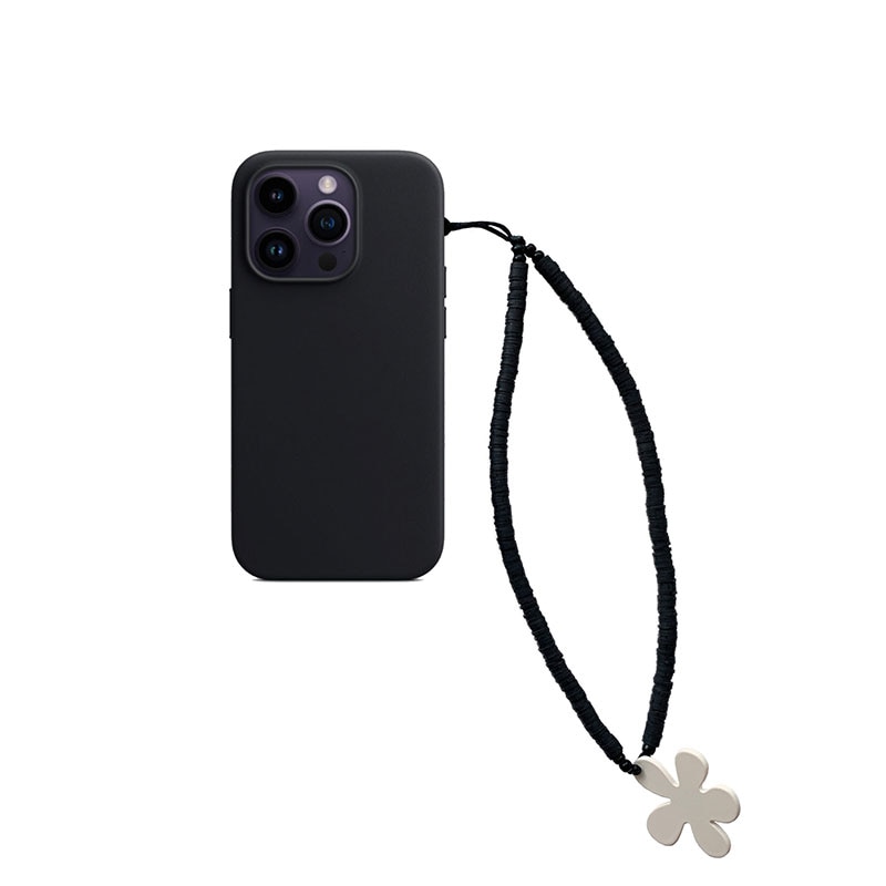 BAY DAISY PHONE STRAP BLACK