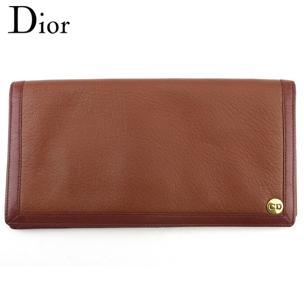 長札入れ 札入れ ロゴプレート レディース メンズ ブラウン ゴールド 中古
