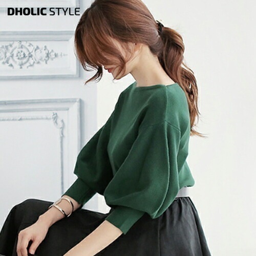 バルーンスリーブアクリルニット・p60976