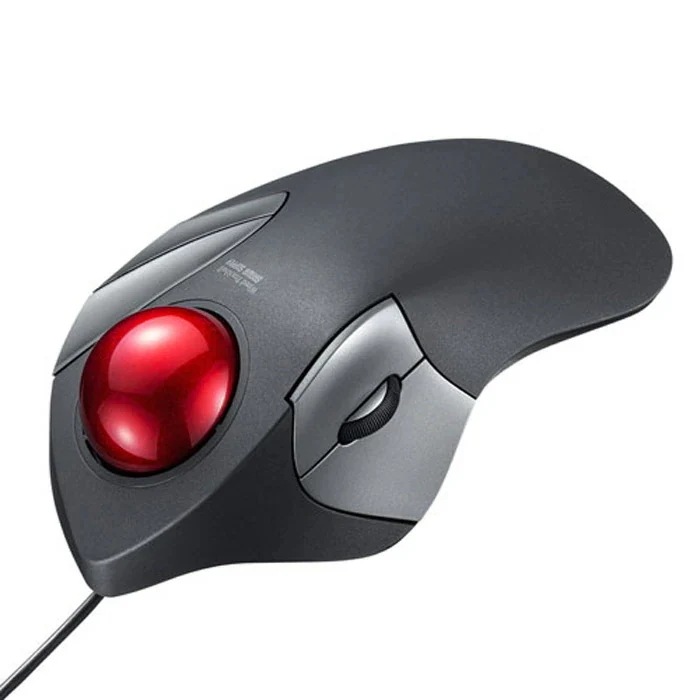 有線トラックボール 静音5ボタン人差し指/中指操作タイプ MA-TB181BK