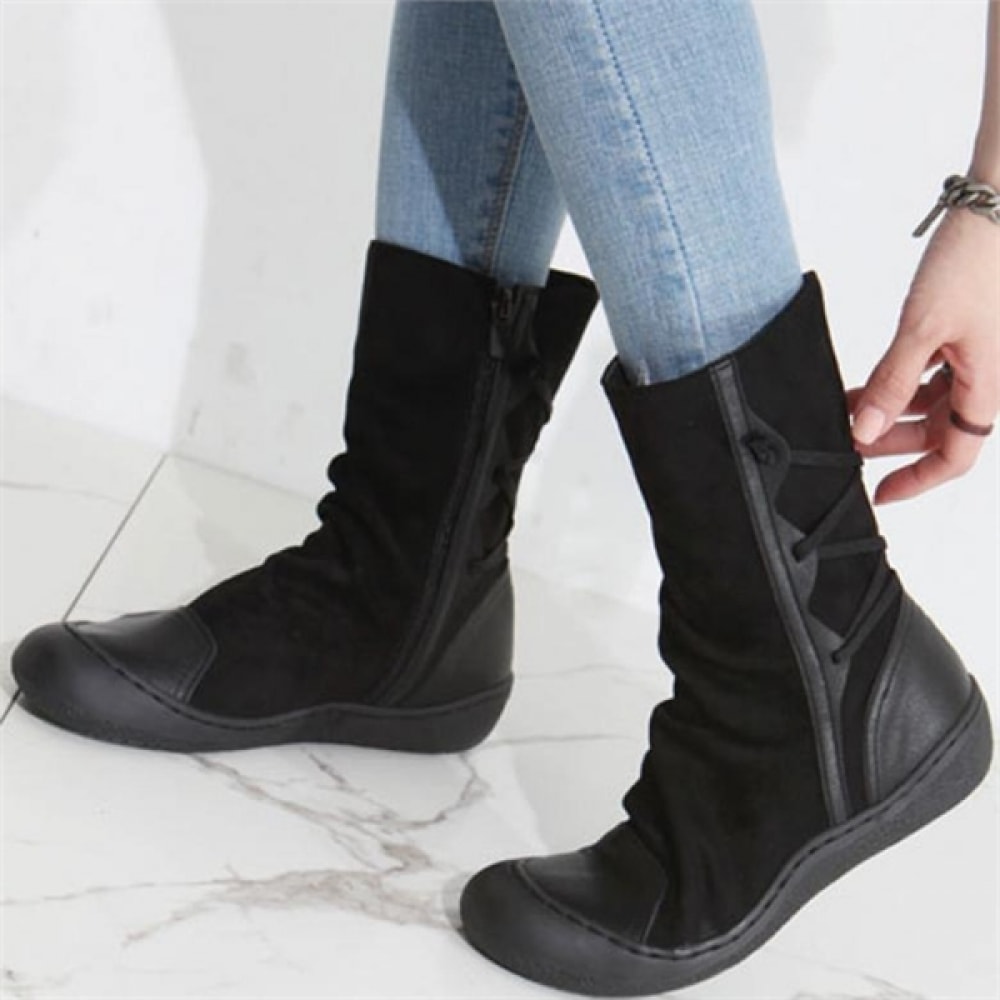 (ニナスパリ) 国産起毛裏地付きレザーブーツ4.2 cm (9J909)