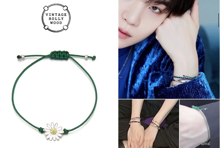 人気 BTS SUGA 着用 Make a Wish 糸ブレスレット Daisy 糸ブレスレット グリーン