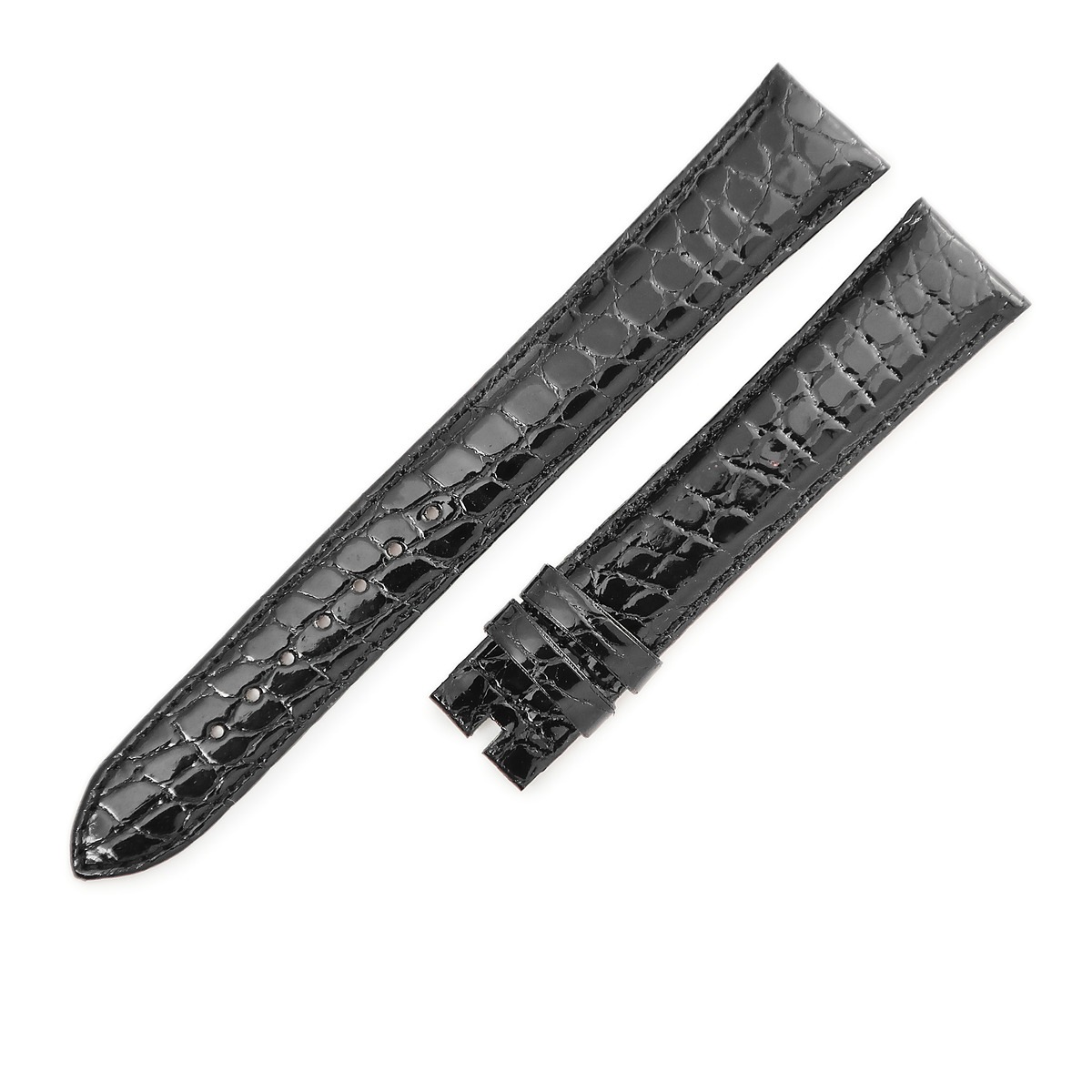 コルム 腕時計パーツ 純正 クロコダイル ブラック 未使用 替え ストラップ クロコバンド ベルト 18mm シャイニー ブラック 黒 【中古】