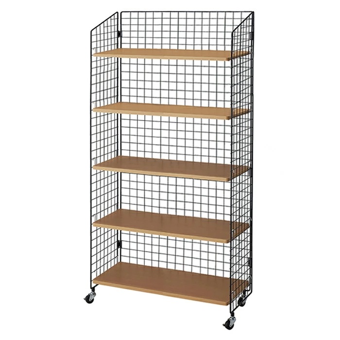 エントリーでポイント5倍！11月4日20:0011月11日1:59業務用5段ネットラック W92×H180cm 黒 木棚タイプ業務用 ラック 折りたたみ メッシュパネル 陳列棚 店舗用 商品棚 プレイ