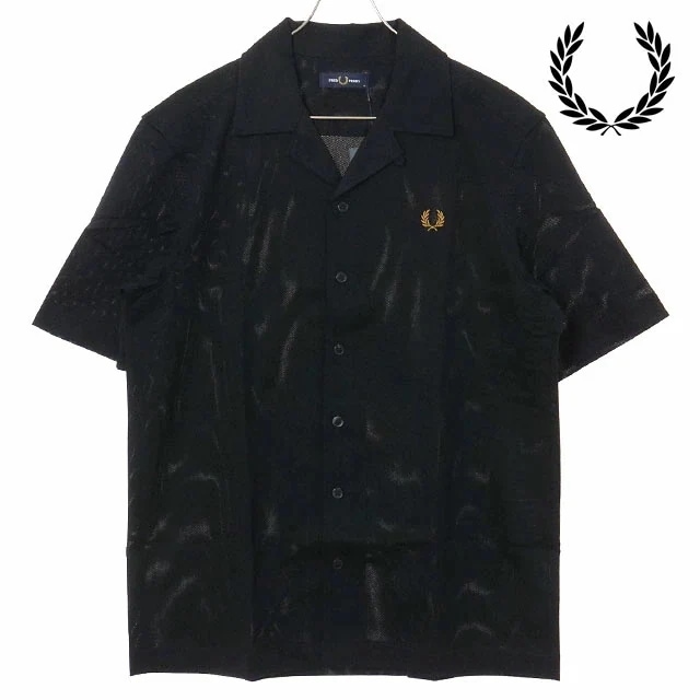 メンズ コンプレスメッシュ リベレカラーシャツ [M1745-102] トップス 半袖 オープンカラーシャツ ブラック BLACK 正規取扱店