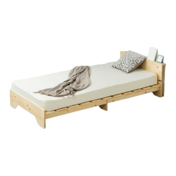 サン・ハーベスト ZLF-102 SS NA 宮付き天然木ステージすのこベッド (セミシングルサイズ) メーカー直送