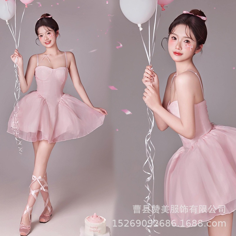 フォトスタジオ新しいスタイル韓国絵画スタイルフレッシュピンクバレエ甘い女の子の誕生日テーマアートフォトフォトスーツ