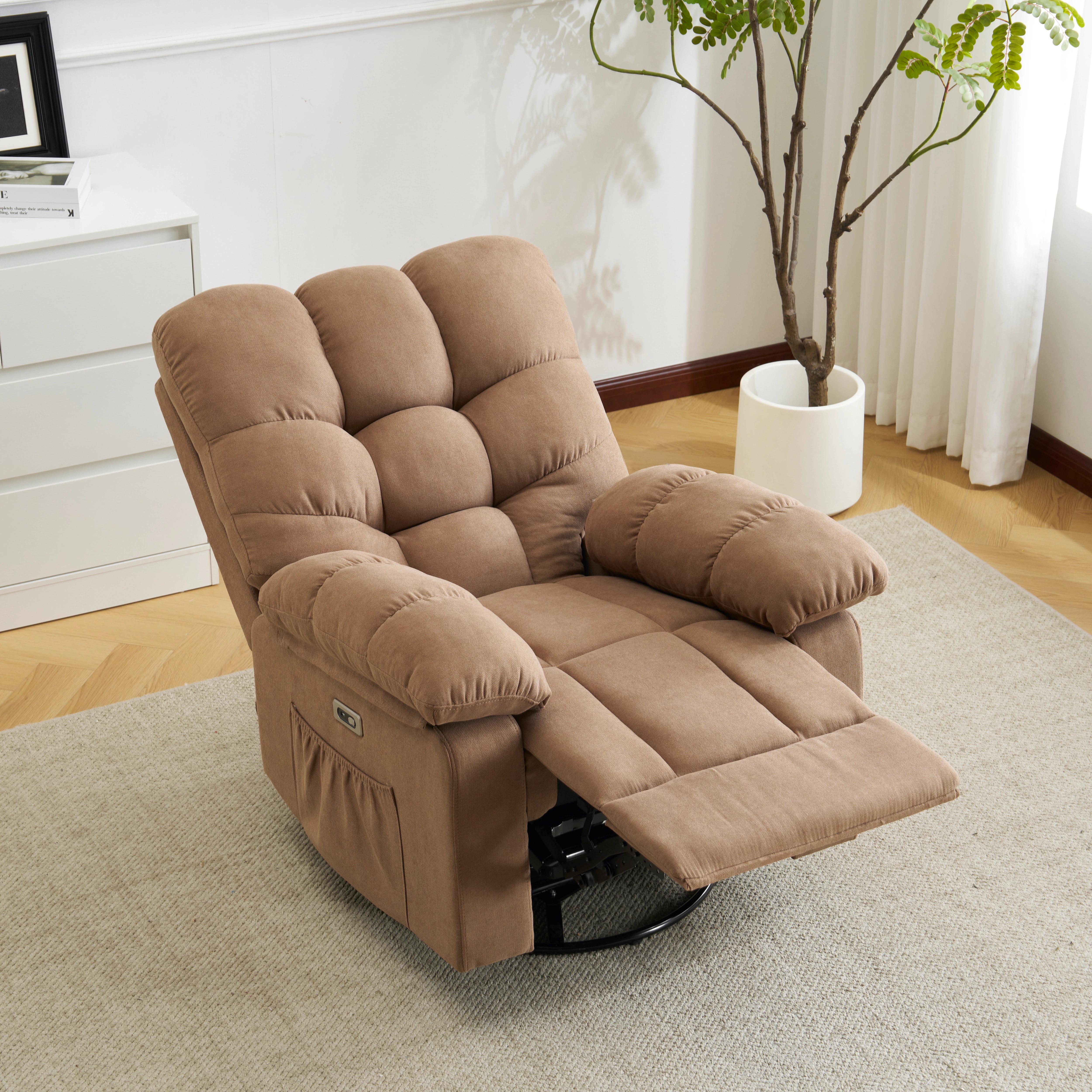 374電動1人掛けソファー リクライニングチェア ゲーミングチェア リクライニングソファ 電動ソファ 270度回転式 背もたれ調節110-165度 簡単昇降ボタン 快適なリビング 一人暮らし 癒しの必