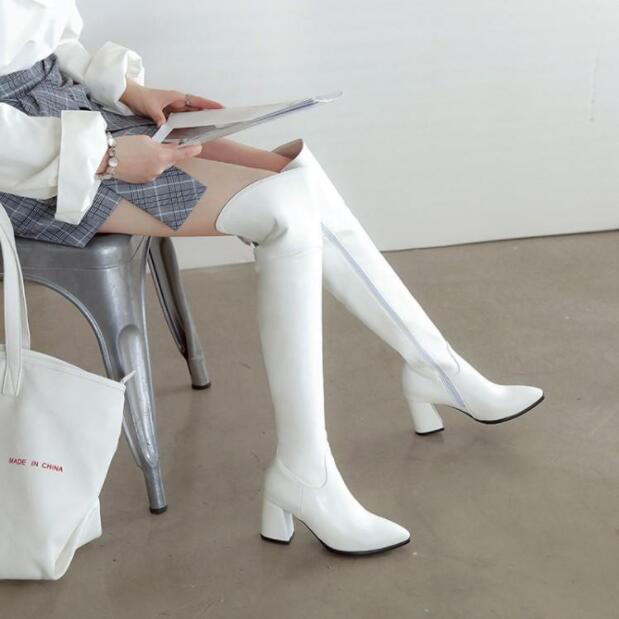 期間限定！10％クーポン発行中！ロングブーツ ニーハイブーツ pu　レザーブーツ　ロング丈 レディース ストレッチ 靴 歩きやすい 大きいサイズ 秋冬 美脚 防寒 走れる 美脚 ブーツ 無地 細見せ