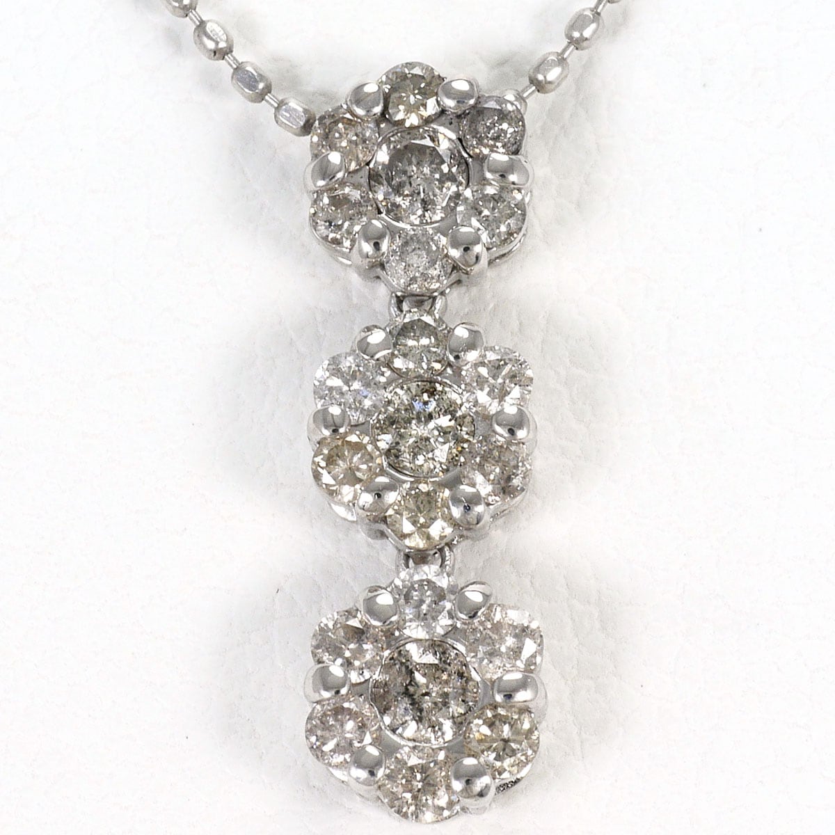 K14 14金 WG ホワイトゴールド ネックレス ダイヤモンド 0.50ct 総重量約2.0g 約40cm ジュエリー 中古