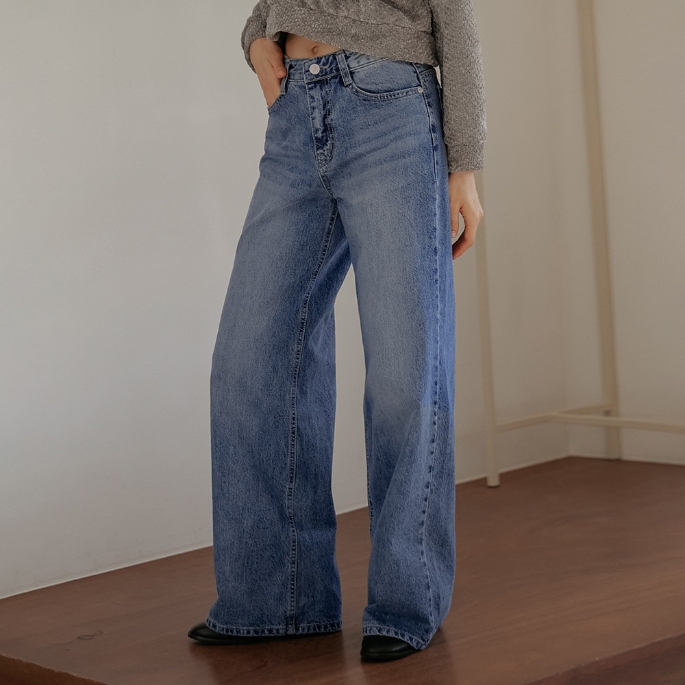 ハーモニーラインポイントワイドデニムパンツ