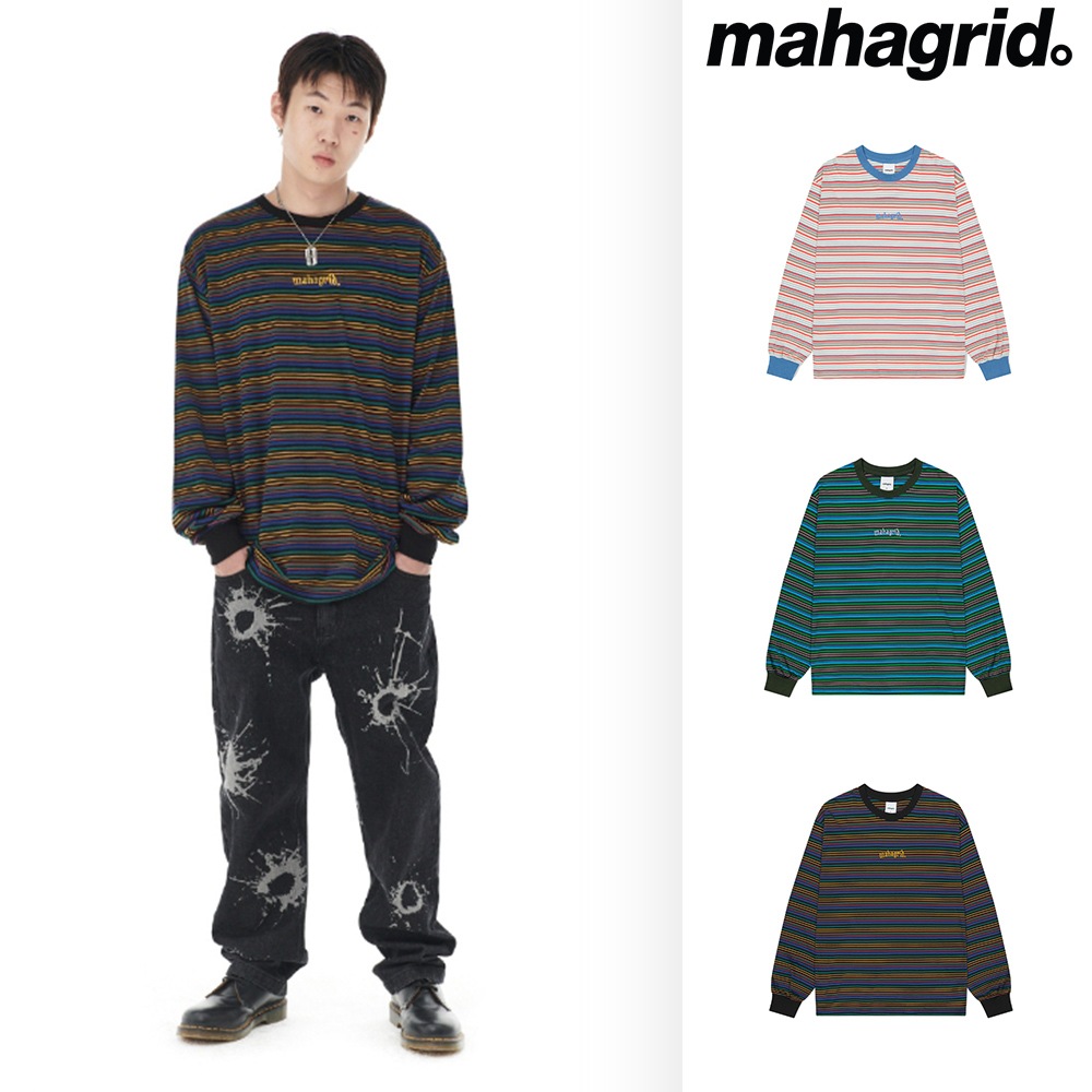 [mahagrid] GOTHIC ARCH LOGO STRIPED LS TEE