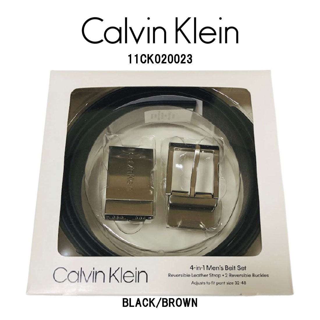 Calvin Klein ck レザー 本革 ベルト BOX セット リバーシブル スーツ ビジネス カジュアル メンズ 11CK020023