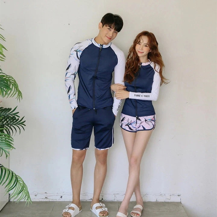 【急速出荷!】水着ペア ペアルック カップル ラッシュガード水着 レディース メンズ 水着 サーフィン 水着 メンズ サーフパンツ 長袖 トップス メンズ 長袖 UVカット 水着 プール UV対策 紫