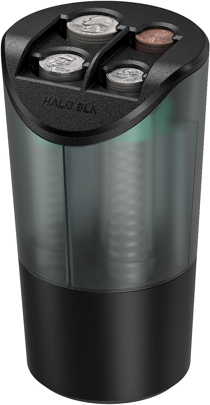 HALOBLK 大容量の車両交換オーガナイザー用コインホルダーほとんどの車両とトラックに対応ブラック（1パック）