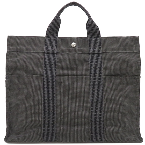エルメス HERMES トートバッグ エールライントート MM キャンバス グレー シルバー金具 鍵/カデナの欠品 【中古】
