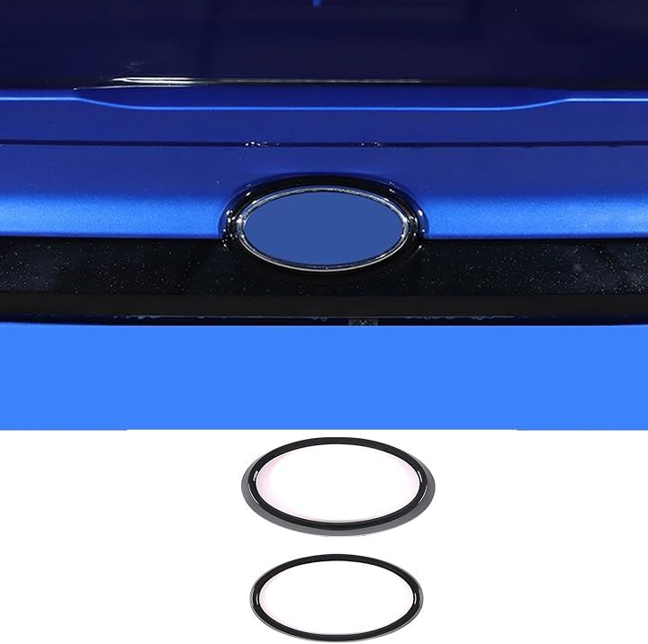 スバルWRX 2022年～現行に対応 エンブレム装飾リング 車のロゴ パネル リングアクセサリー リング装飾ステッカー 保護カバー リングカバー フロント＆リア(光沢のあるブラック)