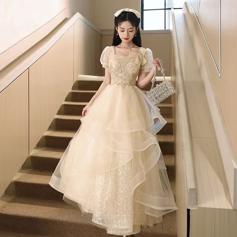 2025夏新品!!! パーティードレス ウェディングドレス 新作 高級感 カーキ ワンピース ドレス 結婚式 花嫁 成人式 お呼ばれ ウェディング 演奏会 二次会 前撮り