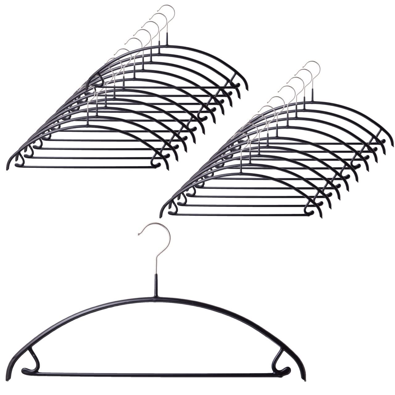 マワ ドイツのすべり落ちない ハンガー ユニバーサル 42U セットアップ用 Mサイズ ブラック 20本組 10年保証