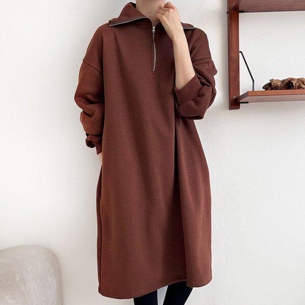 (OP)フロントジッパーワンピース冬ワンピースOPSデイリールック
