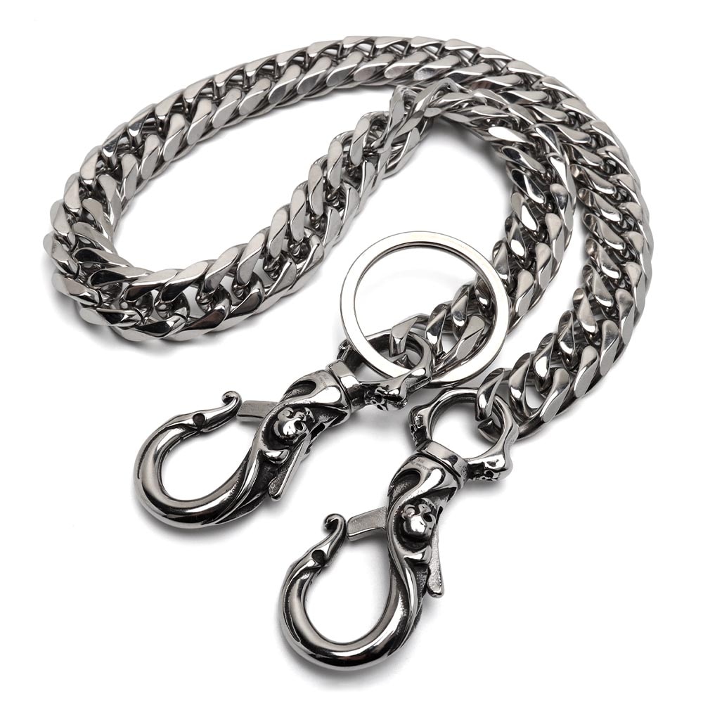 ステンレス ウォレットチェーン ダブル喜平 2クリップ [wc074-n956-13mm]