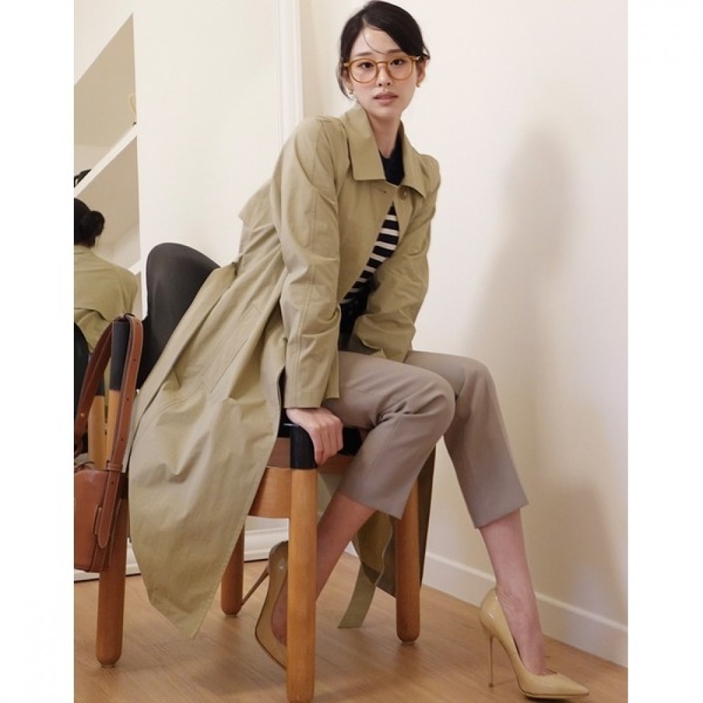 (ヘッジスレディース) 24SS ライトカーキバルマカントレンチコート HSCO4B301K1