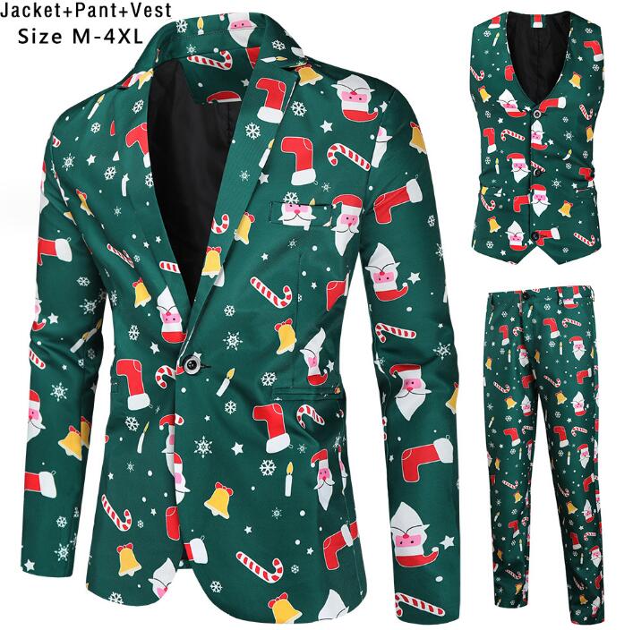 【期間限定！】クリスマススーツ メンズ クリスマス コスプレ 衣装 総柄スーツ 男性 クリスマス衣装 舞台 演出服 コスチューム Merry Christmas コスプレ カラオケ 魔術師 忘年会 演