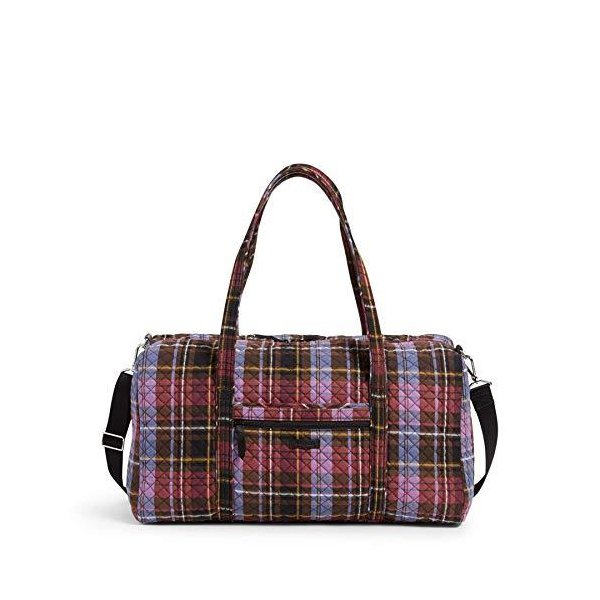 Vera Bradley Signature Cotton Lay Flat Travel Duffle Bag， Cozy Plaid 並行輸入品