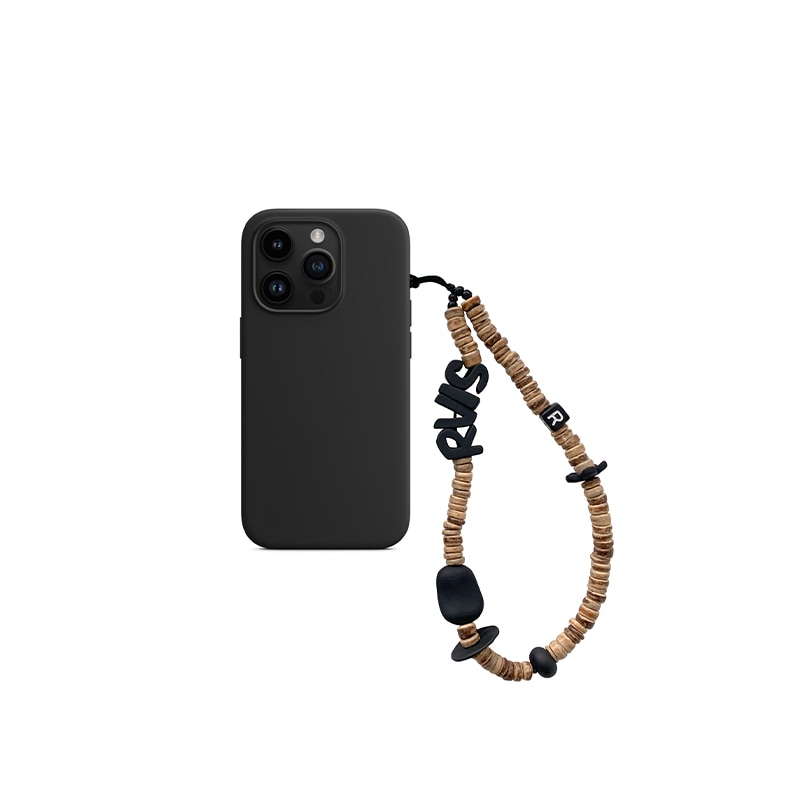 nature beads phone strap brown