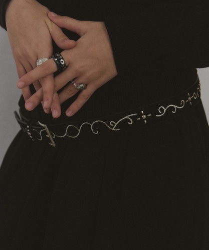 NFF suede stitch belt black スエードステッチベルト ブラック 韓国ファッション ベルト
