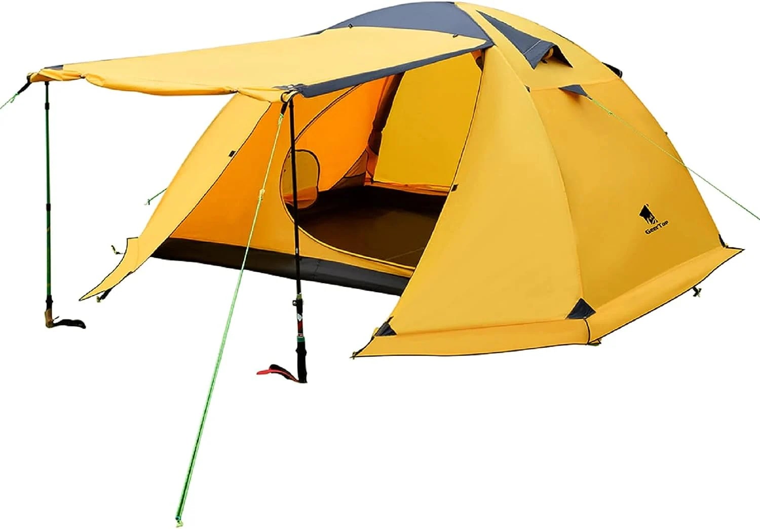 【即納190】Geer Top テント 4人用 大型テント キャンプテント ファミリーテント 前室 スカート付き 二重層 耐水圧5000mm 防水 ４シーズンテント アウトドア ツーリング 簡単設営