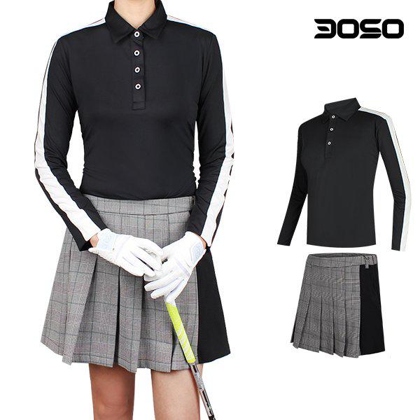 [] 女性ゴルフコーディ ゴルフウェア 秋/冬 女性 ゴルフTシャツ+スカート/WLFGO