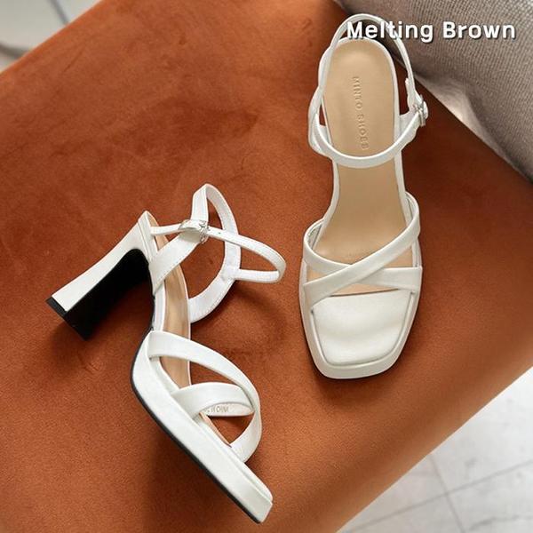 女性 牛革 ストラップ ハイヒールサンダル MT6