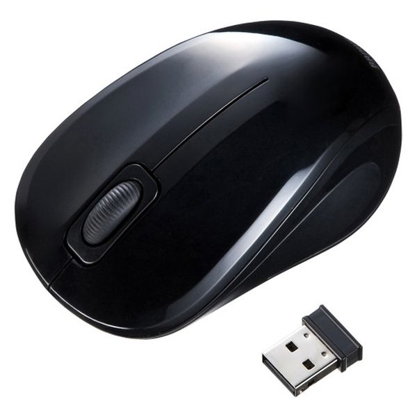 （まとめ買い）抗菌/静音ワイヤレスブルーLEDマウス ブラック MA-WBSK315BK [x3]